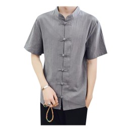 SKKI060 製造短袖透氣薄款亞麻布廚師制服  自訂中式餐廳立領盤扣鈕廚師制服 廚師制服專門店  SKKI060 製造短袖透氣薄款亞麻布廚師制服  自訂中式餐廳立領盤扣鈕廚師制服 廚師制服專門店